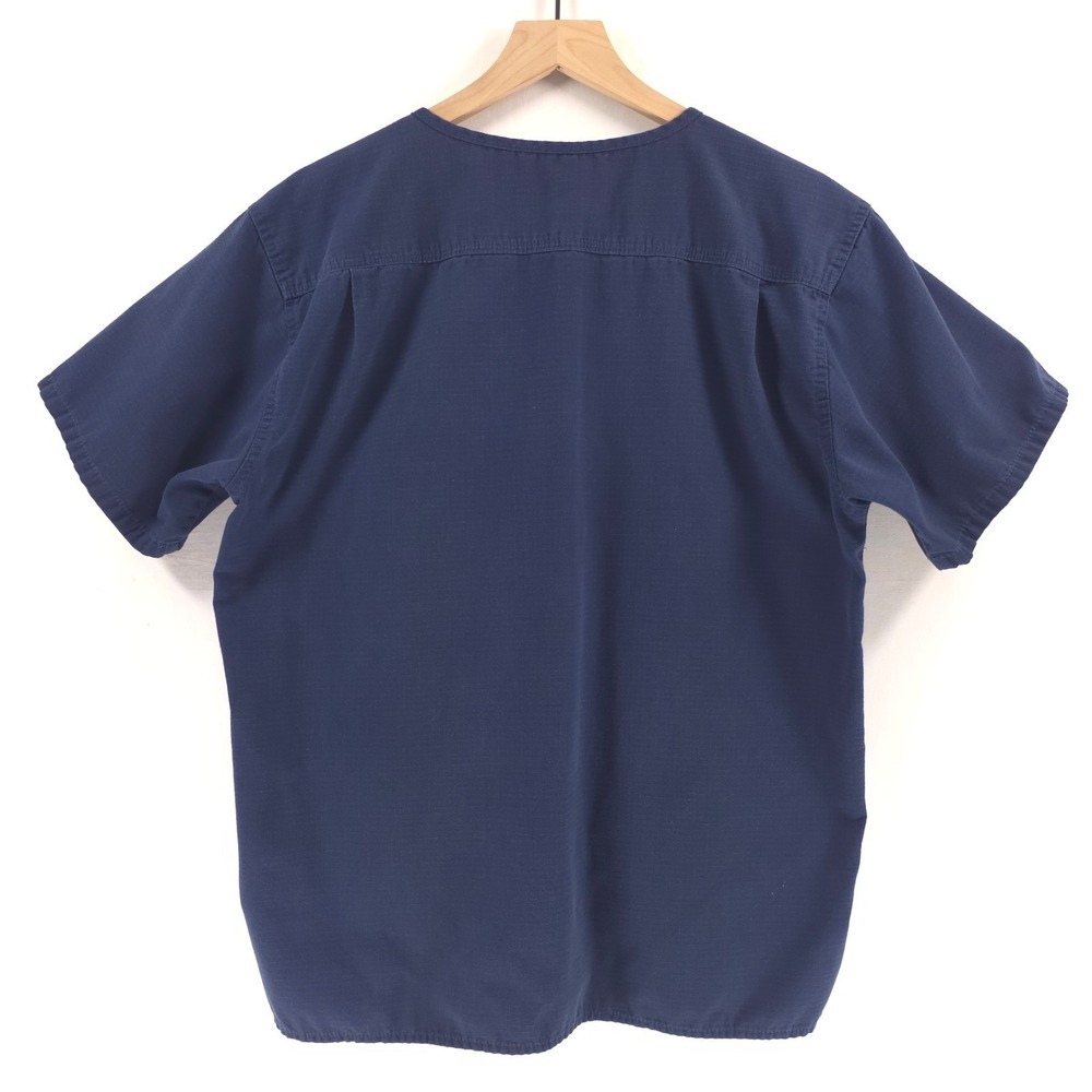Carhartt Mens Scrub Top‎ Medium Navy Blue Ripstop V-Neck Chest Pocket - Picture 4 of 12